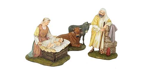 Ferrari & Arrighetti Statuine Presepe, Statuine Natività 5 Personaggi per Presepe da 12 Cm, Statuine Presepe Classico / Tradizionale Stile Martino Landi, Resina Dipinta a Mano