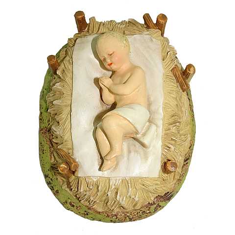 Statuine presepe: Gesù Bambino con culla linea Martino Landi per presepio da cm 16