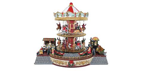 Villaggio Natalizio Con Giostra Su Due Piani Movimento Luci Musica 38 X 33 X 28 Cm 2506vn Ferrari Arrighetti