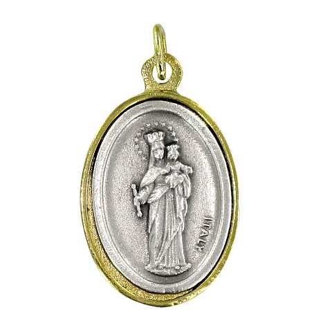 Medaglia Madonna Ausiliatrice in metallo bicolore - 2,5 cm