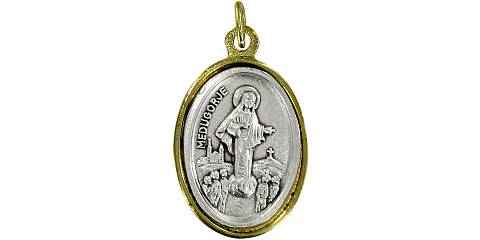 Medaglia Madonna di Medjugorje in metallo bicolore - 2,5 cm
