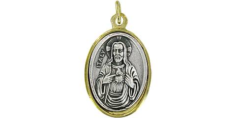 Medaglia Sacro Cuore di Gesù in metallo bicolore - 2,5 cm