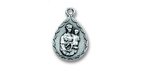 Medaglia Sant Antonio a forma di goccia in metallo ossidato