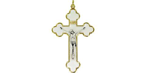 Croce in metallo dorato con smalto bianco - 8,5 cm