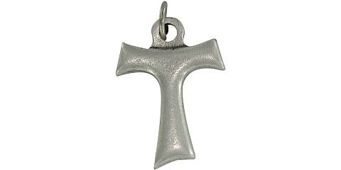 Croce tau in metallo argentato - 2 cm