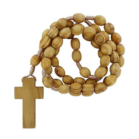 Rosario in legno d'ulivo, rosario cattolico con medaglia e croce in ulivo