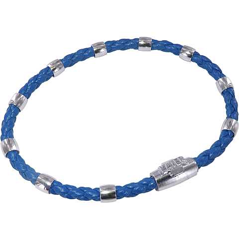 Bracciale cordoncino con croce e decine in argento con chiusura calamitata - Blu