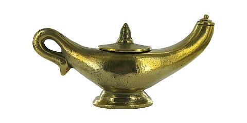 Lampada Liturgica Modello Aladino, Lanterna per Chiesa a Cera Liquida, Ottone Color Oro, 9 x 20 x 6 Cm