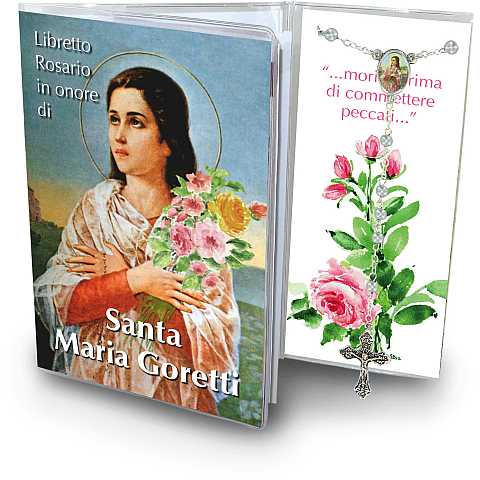 Libretto con rosario dedicato a Santa Maria Goretti, testi in italiano