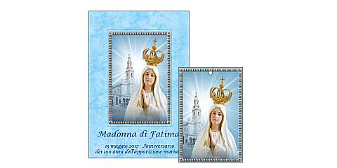 Biglietto fustellato con tavoletta Madonna di Fatima in italiano