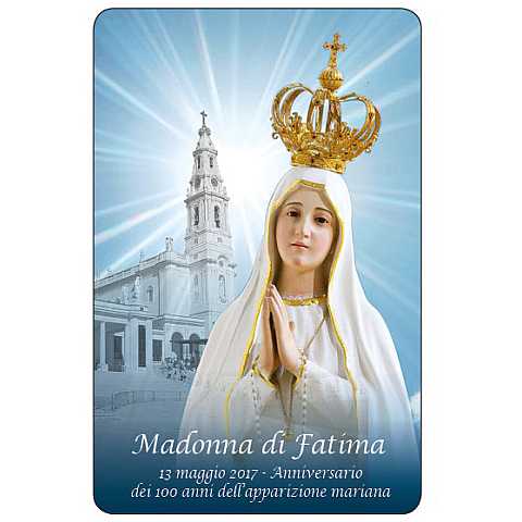 Card Madonna di Fatima in PVC da 5,5 x 8,5 cm - in italiano