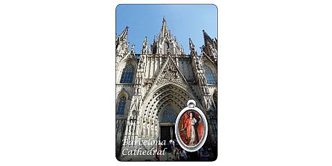 Card  Cattedrale di Barcellona con medaglia di Santa Eulalia cm 5,5 x 8,5-inglese
