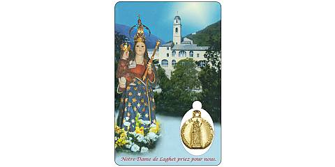 Card Madonna di Laghet con medaglia cm 5,5 x 8,5 - francese