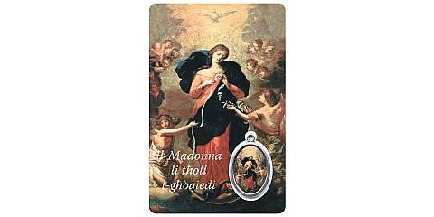 Card Maria che scioglie i nodi con medaglia - 5,5 x 8,5 cm - Maltese