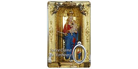 Card Notre Dame du Vorbourg con preghiera e medaglia resinata - 5,5 x 8,5 cm - francese