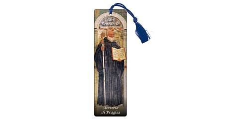 Segnalibro San Benedetto (abazia di Praglia) con fiocchetto e preghiera - 3,8 x 12,6 cm