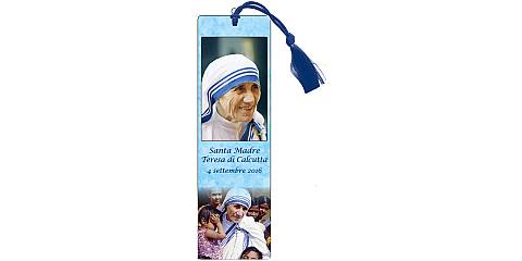Segnalibro Santa Madre Teresa di Calcutta con fiocchetto - 3,8 x 12,6 cm