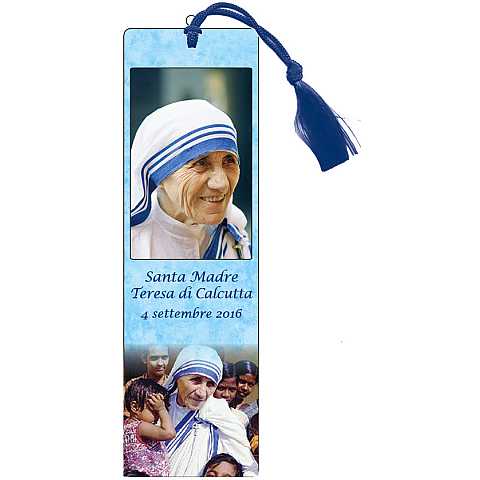 Segnalibro Santa Madre Teresa di Calcutta con fiocchetto - 3,8 x 12,6 cm