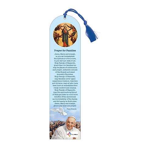 Segnalibro Papa Francesco a forma di cupola con fiocchetto con preghiera in inglese - 5,5 x 22,5 cm