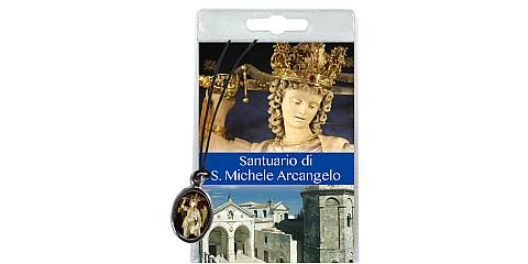 Medaglia San Michele Arcangelo  A Monte S. Angelo) con laccio e preghiera in italiano