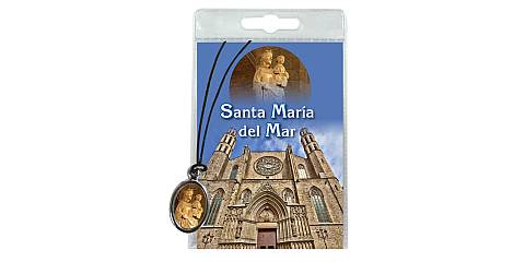 Medaglia Basilica Santa Maria del Mar con laccio e preghiera in spagnolo
