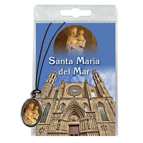 Medaglia Basilica Santa Maria del Mar con laccio e preghiera in spagnolo