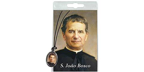 Medaglia San Giovanni Bosco con laccio e preghiera in portoghese	