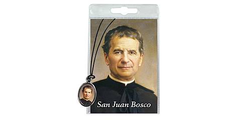 Medaglia San Giovanni Bosco con laccio e preghiera in spagnolo	