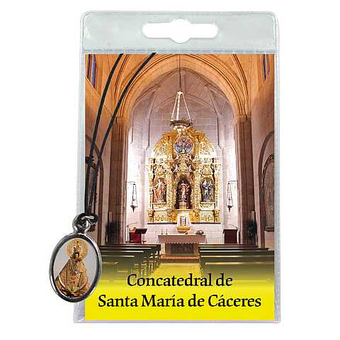 Medaglia Concatedral de Caceres con laccio e preghiera in spagnolo