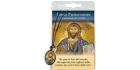 Medaglia Cristo Pantocratore (Duomo di Cefalù) con laccio e con preghiera in italiano