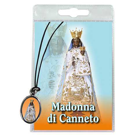 Medaglia Maria Santissima di Canneto con laccio e preghiera in italiano	