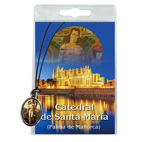 Medaglia San Sebastiano (cattedrale Palma MaiorcA con laccio e preghiera in spagnolo