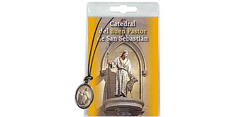 Medaglia Cattedrale Buon Pastor con laccio e preghiera in spagnolo