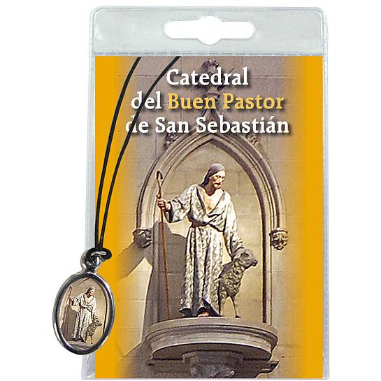 Medaglia Cattedrale Buon Pastor con laccio e preghiera in spagnolo