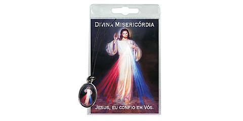 Medaglia Gesù Misericordioso con laccio e preghiera in portoghese
