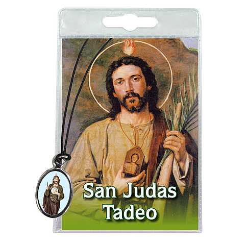 Medaglia San Giuda Taddeo con laccio e preghiera in spagnolo