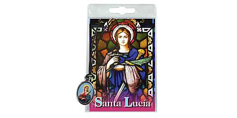 Medaglia Santa Lucia con laccio e preghiera in spagnolo