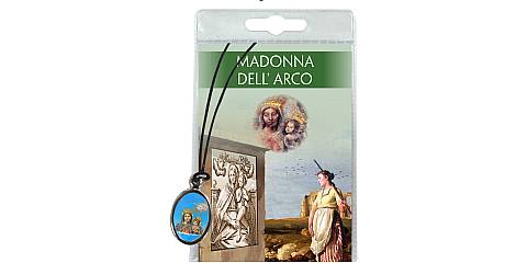 Medaglia Santuario Madonna dell'Arco con laccio e preghiera in italiano