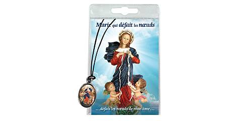 Medaglia Maria che scioglie i nodi con laccio e preghiera in francese