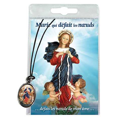Medaglia Maria che scioglie i nodi con laccio e preghiera in francese