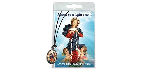 Medaglia Maria che scioglie i nodi con laccio e preghiera in italiano