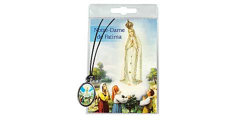 Medaglia Madonna di Fatima con laccio in blister con preghiera in francese