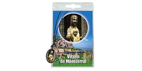 Medaglia Madonna di Montserrat con laccio e preghiera in spagnolo