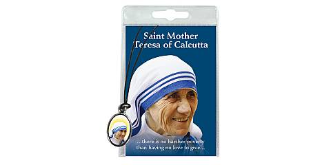 Medaglia Santa Madre Teresa di Calcutta con laccio e preghiera in inglese