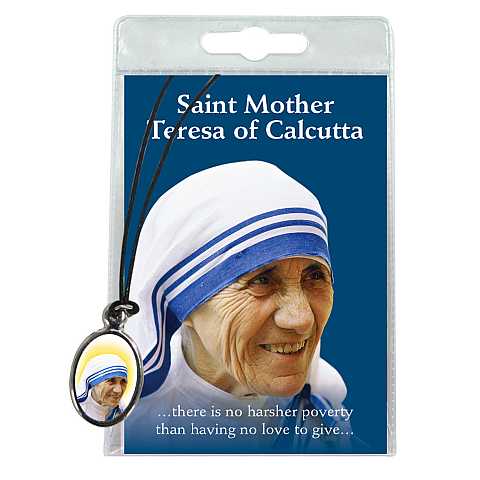 Medaglia Santa Madre Teresa di Calcutta con laccio e preghiera in inglese