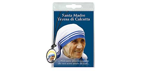 Medaglia Santa Madre Teresa di Calcutta con laccio e con preghiera in italiano