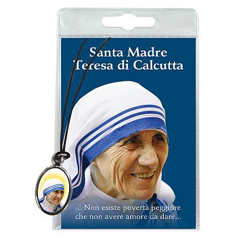 Medaglia Santa Madre Teresa di Calcutta con laccio e con preghiera in italiano