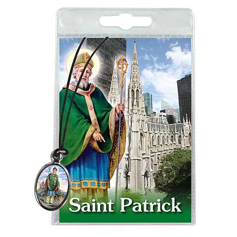 Medaglia Saint Patrick con laccio e preghiera in inglese