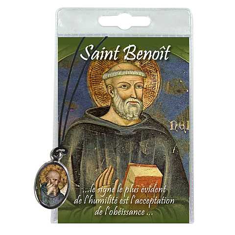 Medaglia San Benedetto con laccio e preghiera in francese