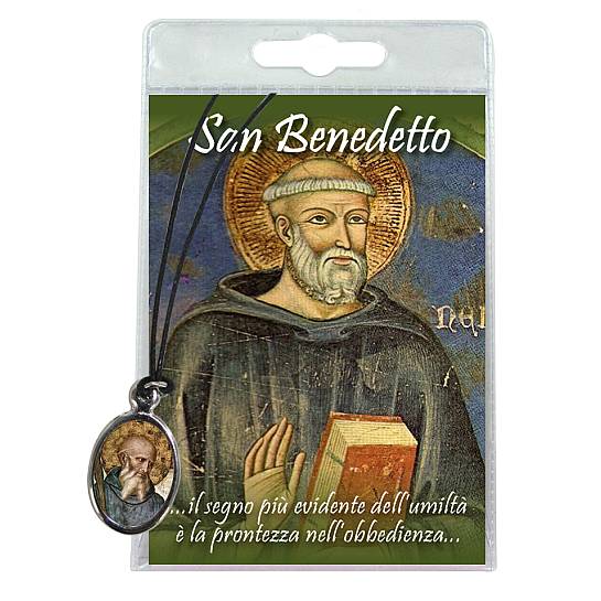 Medaglia San Benedetto con laccio e preghiera in italiano